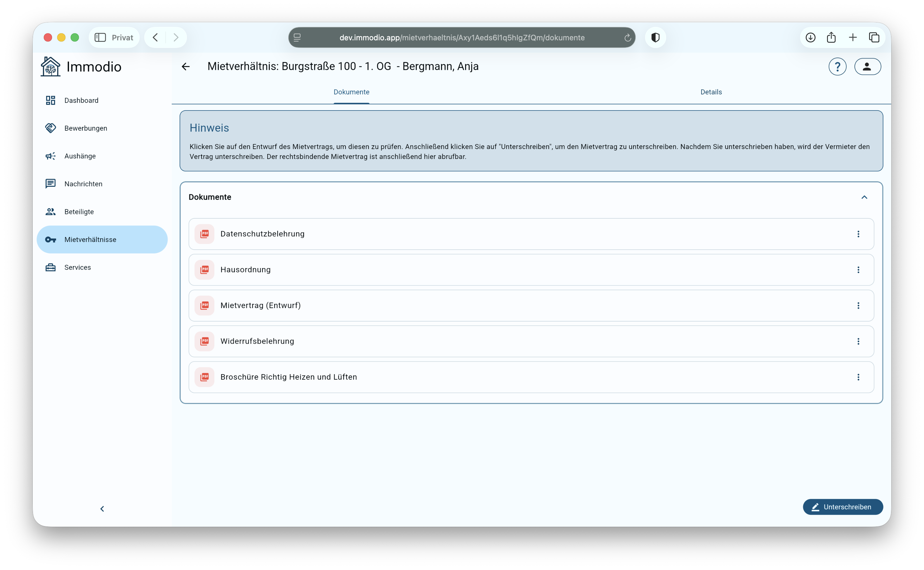 What your tenant sees in the tenant portal